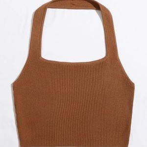 SHEIN rib knit halter top